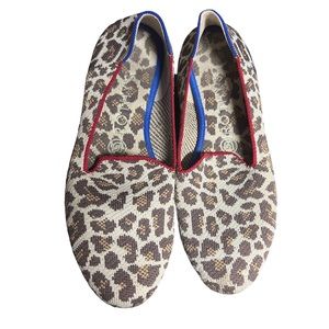 Rothys Mocha Spot Size 7 1/2 Animal Leopard Print Round Toe Flat Shoes Loafers